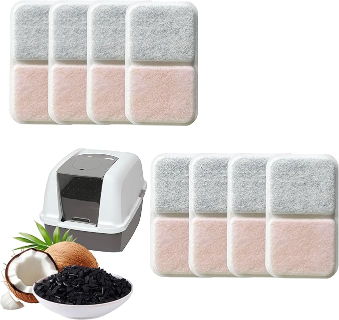 8 Pack Filter Replacement Compatible with Catit Airsift Jumbo/Regular/Smartsift Box, Dual Action Filter to Keep Catit Litter Box Fresh Smell，Cat Litter Box Filters Pads Replacement