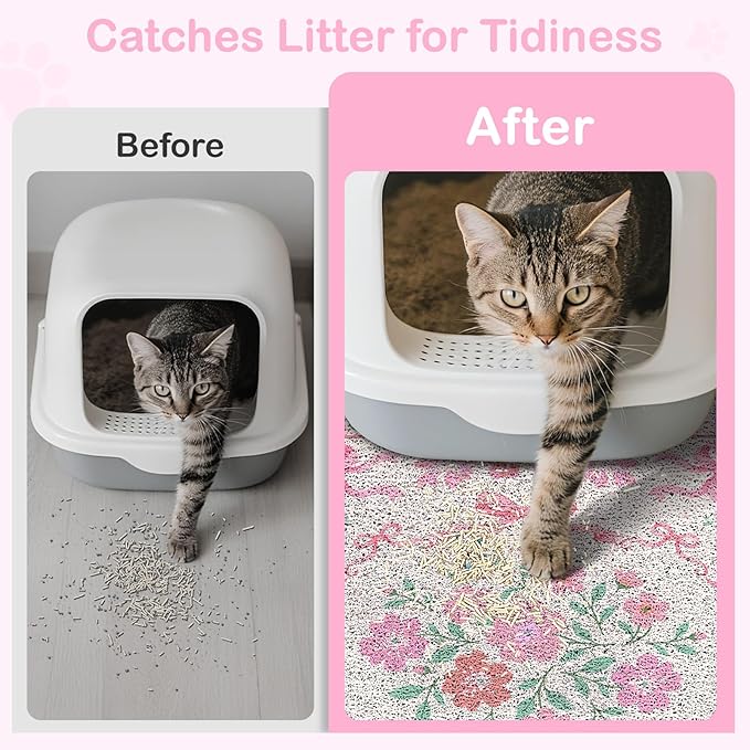 Unicorn Catcher Cat Litter Mat Non-Slip Bottom Litter Box Mat Urine-Proof Soft Litter Mat for Cats Waterproof Pads Protects Floors Cat Mat for Litter Box