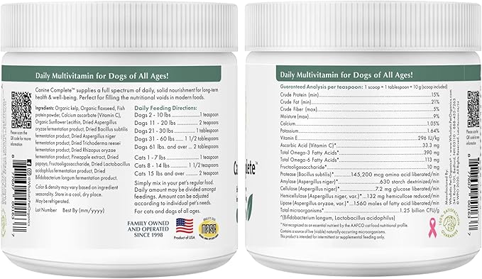 Wholistic Pet Organics Puppy Complete - Dog Multivitamin Powder - Daily Dog Vitamins and Supplements for Homemade Food - Immune System, Skin, Coat & Overall Health - All Breeds of Puppies - 45 Scoops