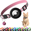 Cat Collar with Air Tag Holder, Reflective Kitten Collar with Bell, Breakaway Airtag Cat Collar for Boys Girls Cats, GPS Tracker for Cats 0.4’’ Width Adjustable Safe Kitty Collar, Pink