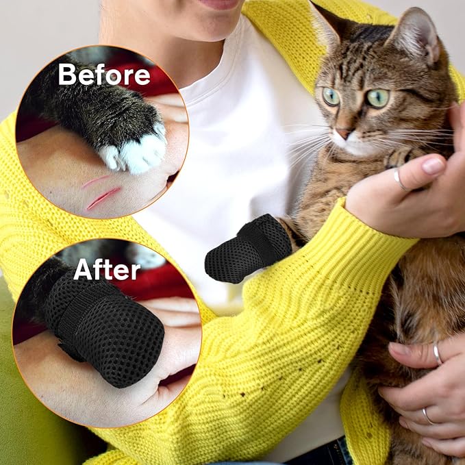 4 Pcs Adjustable Cat Claw Protectors Covers Cat Mittens to Prevent Scratching Mesh Breathable Cats Shoes Kitten Shoes Socks Booties Anti Scratch Kitten Foot Covers for Pet Bathing (Black, XL)
