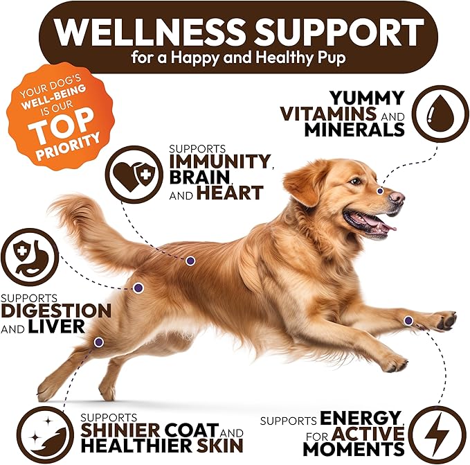 Turkey Tail Mushroom for Dogs - 250 Chews - Lion’s Mane - Shiitake - Reishi - Buddy Immune Support Guard - Lipoma Mushroom Supplement for Dogs Lumps and Bumps Glucosamine, Health Vitamins Multivitamin