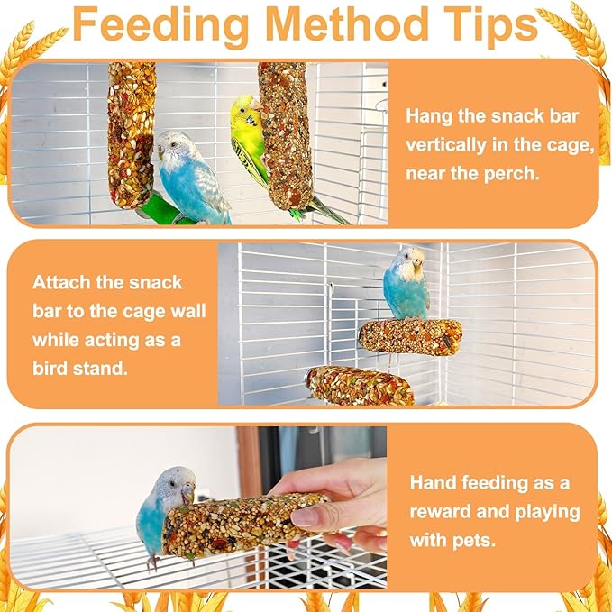 6PCS Parakeet Treat,Natural Parrots Treat Sticks,Vegetable & Grain Flavor Crunch Sticks,Bird Treats for Cockatiel Budgies Lovebirds Conure Canary Finches