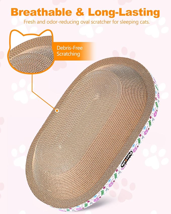 4PCS Cat Scratcher Bowl Set, Durable Cardboard Cat Scratcher Bed, Beginner-Friendly for Cats, No Shedding, Oval Lounger Design, Eco-Friendly & Long-Lasting