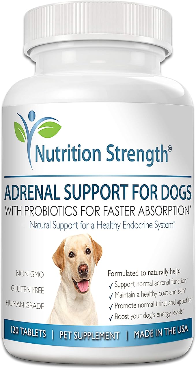 Adrenal Support for Dogs, Support for Dogs with Cushing's Disease, Maintain a Healthy Coat and Skin, Promote Normal Urination, Thirst and Appetite, 120 Chewable Tablets
