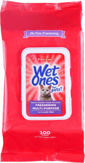 Wet Ones for Pets Freshening Multipurpose Wipes for Cats with Aloe Vera, Fresh Scent - Easy to Use Cat Cleaning Wipes for Pet Grooming, 100 Count