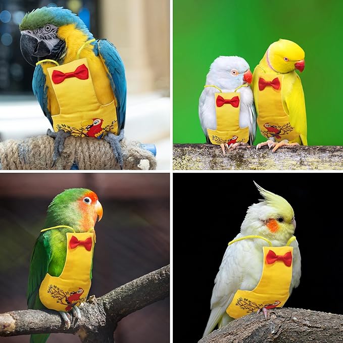 Bird Diaper Reusable Birds Flight Suit Nappies Protective Breathable Washable Parrot Diapers Nappy Clothes for Parakeet Parrot Budgie Canary Budgie Cockatiel(Yellow, Medium)
