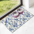 Dog Cat Food Mat - Absorbent Quick Dry Dog Bowl Mats for Food and Water, Anti Slip Cat Feeding Placemat for Floors, Diatomite Pet Dish Matts Accessories Supplies, Floral Bird Style, 12*20in