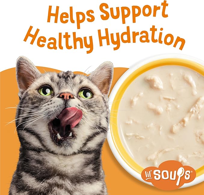 Friskies Purina Natural,Grain Free Wet Cat Food Lickable Cat Treats,Lil' Soups Flaked Chicken - 1.2 oz. Tubs,(Pack of 16)
