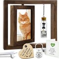 Pet Memorial Rotating 4x6 Picture Frame Wooden Gift for Dog Cat Fur Jar Rainbow Bridge Sympathy Keychain Loss Keepsake Message Card No Longer By My Side Tag In Memory Table Top Home Decor PR-6R
