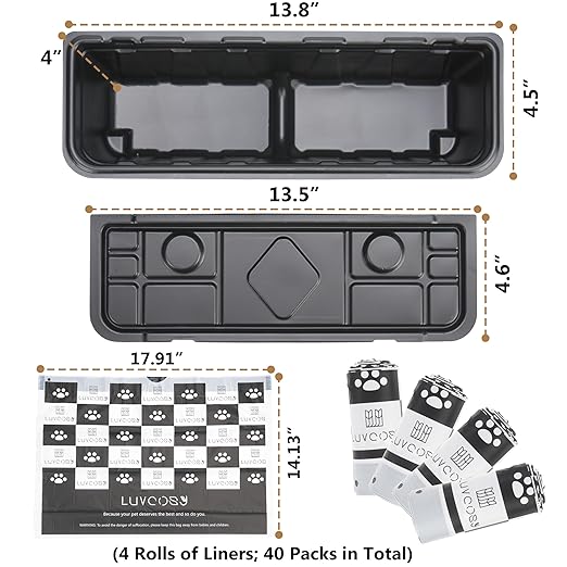 1 Permanent Waste Receptacles with 40 PCS Litter Box Liner for Littermaid 1St/2nd Edition Automatic Cat Litter Box, Litter Tray with Cat Litter Liners, Easy-Tie Handles (Machine NOT Included)