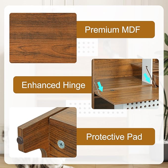 Modern 2 in 1 Side Table Cat Furniture, Cat Litter Box Enclosure, Cat House with Storage, for 2 Small-Medium Sized Cats - Brown