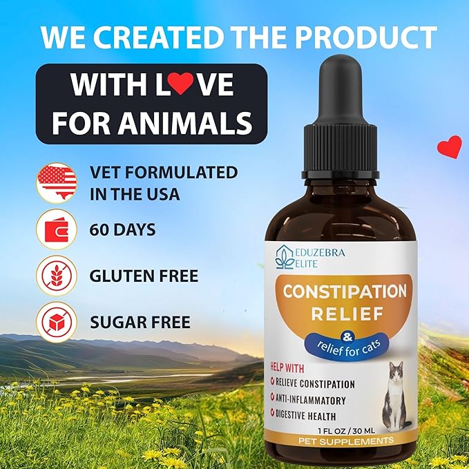 EDUZEBRA Cat Constipation Relief, Constipation Relief for Cat, Cat Laxative Constipation Relief, Cat Stool Softener, Cat Laxative, Promotes Digestive Health.