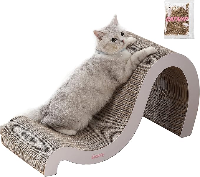 CSR1013B Kona 27" Modern Cardboard Double-Sided Wave Cat Scratcher with Catnip, Cloud
