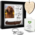 Personalized Pet Memorial Frame with Collar Holder, Engraved Pet Memorial Ornament, Dog Cat Sympathy Card, Loss of Dog Keychain Paw Prints Charm Sympathy Gift, Remembrance Gift for Cat Lovers