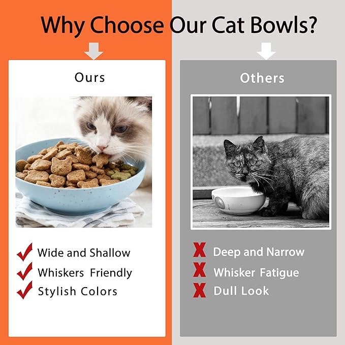 OLULU 10 Pack Cat Bowls, Whisker Friendly Kitten Dishes, Durable Wheat Straw Cat Food Bowls for Indoor Outdoor Cats
