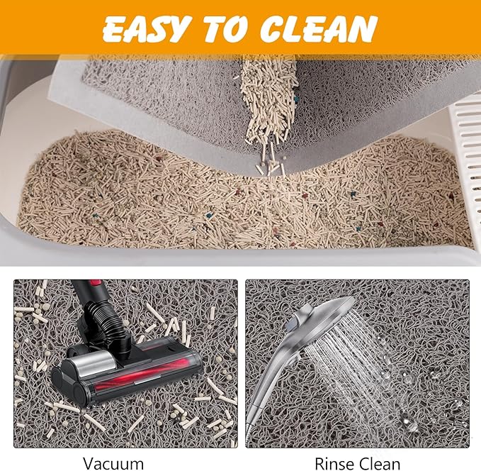 ondware Cat Litter Mat, 47x31.5 in Litters Box Mat Waterproof Non-Slip Easy to Clean Washable Trapping Mat for Kitty(Gray)