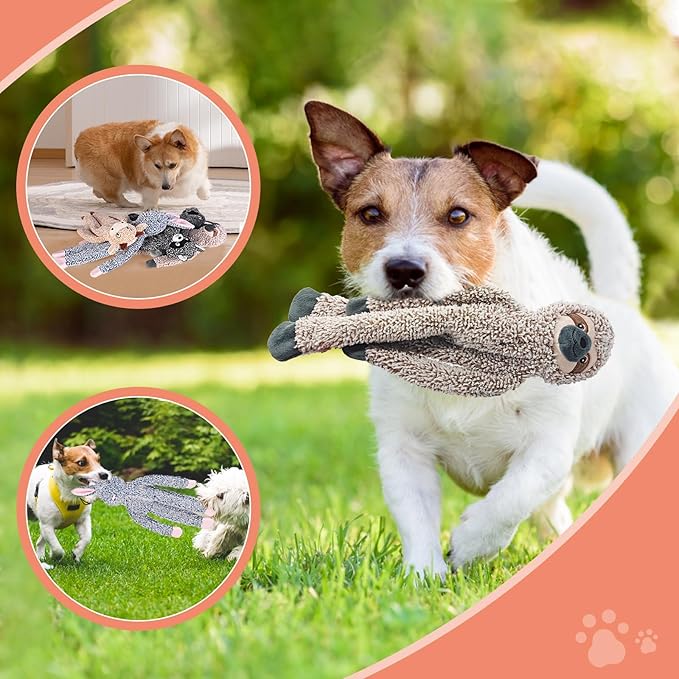 Easter Rabbit No Stuffing Dog Toys for Large Dogs, Squeaky Crinkle Interactive Dog Animals Toys, Plush Teething to Keep Them Busy, Cute Funny Dogs Gifts for Small Medium Large Breed