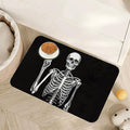 Funny Skull Skeleton Dog Food Mat for Floors,Absorbent Quick-Dry Pet Feeding Mat,Cat Dog Bowl Mats for Food and Water,Non-Slip Pet Accessories Supplies 16"x24"