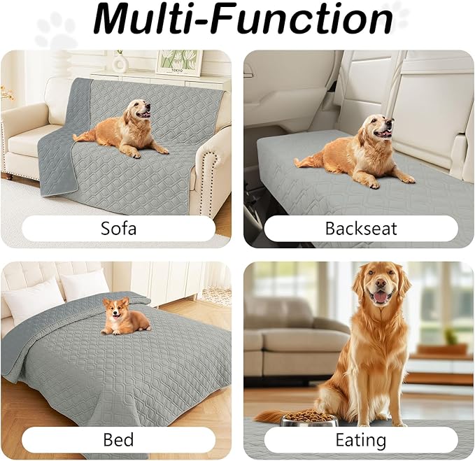 hyha Waterproof Dog Bed Blanket, Soft Pet Blankets, Waterproof Couch Cover for Dogs, Reversible Sofa Covers Washable for Furniture (30x53 Inch, Grey/Dark Grey)