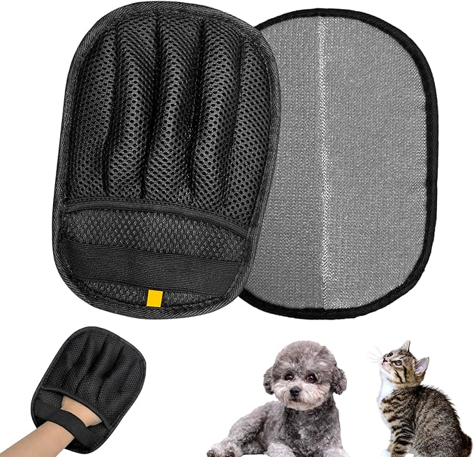 2 Pairs of pet Grooming Gloves, Suitable for Cats and Dogs. Five-Finger Static pet Grooming Gloves. Reusable pet Grooming Tools for Sofas, Clothes, pet beds and Carpets. (S)