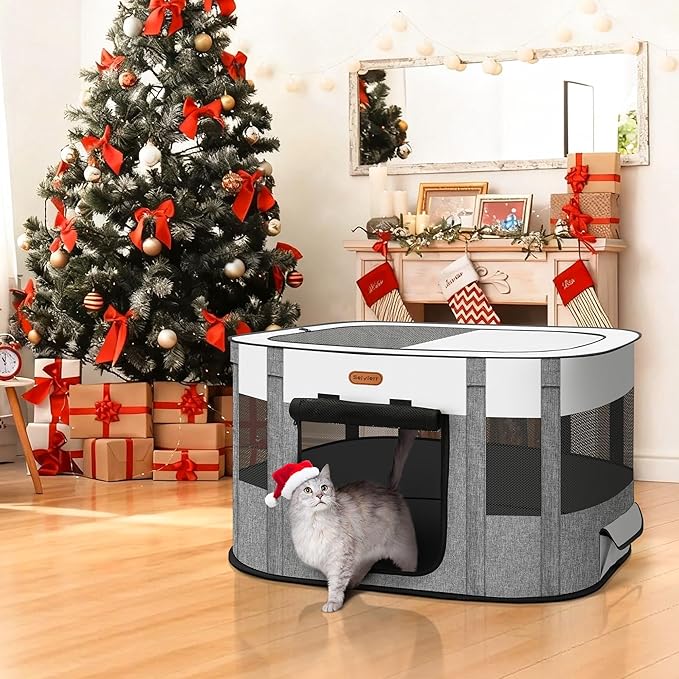 Foldable Pet Playpen - Cat & Puppy Playpen, Travel Dog Crate with Carrying Case, Cat Tent Dog Pen for Outdoor Camping Use