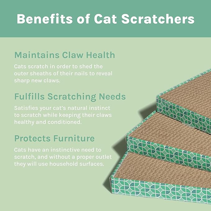 Kitty City XL Wide Corrugate Cat Scratchers 3 Pieces, Cat Scratching, Cat Scratch Pad, Door Clips, Furniture Protectors from Cat Scratching
