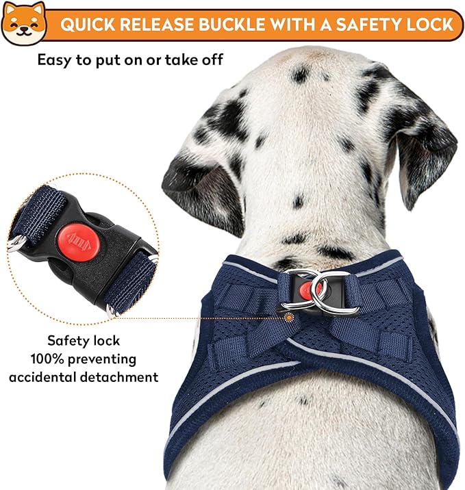Dog Harness with Leash Set, No-Pull Step-in Reflective Pet Harness with 1 Leash Clips, Adjustable Soft Padded Easy Walk Dog Vest for Small Medium Large Dogs, Cats(Dark Blue, XSmall)