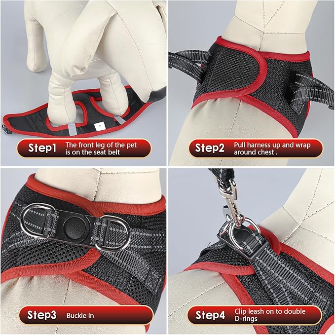 YIMEIS Dog Harness and Leash Set, No Pull Soft Mesh Pet Harness, Reflective Adjustable Puppy Vest for Small Medium Large Dogs, Cats (Black & red 01, Small (Pack of 1)