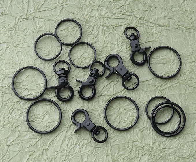 5 Pcs Dog Tag Clips with 5 Pcs 3/4 Inch 1 Inch Keychain Metal Rings for Pet Kitten Cat Collars ID Holder