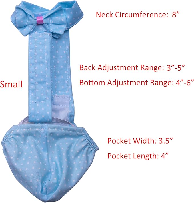 BestParts Adjustable Diaper Waterproof Reusable Diapers, Cloth Diaper Wearable Poultry for Farm Pet Goose, Pet Duck,Pet Chicken, Adhesive Version (Blue Dots, S(0.55-2.2pounds), 1, Count)