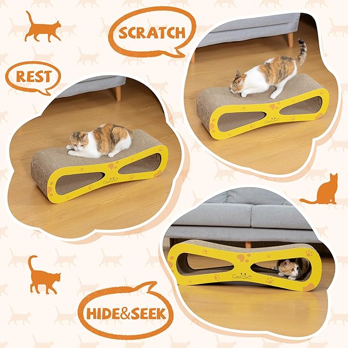 Portable Durable 29.5Inch Cat Scratcher Toys, Cat Scratch Lounge Made from Corrugated Cardboard Cat Scratchers House for Indoor Cats and Kittens, Cat Scratch Bed (Figure of Eight Colorful)