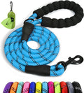 Taglory Rope Dog Leash 4 FT with Comfortable Padded Handle, Highly Reflective Threads Leash and Anti-Tangle Clip for Walking Small Dogs, 3/8 inch, Blue