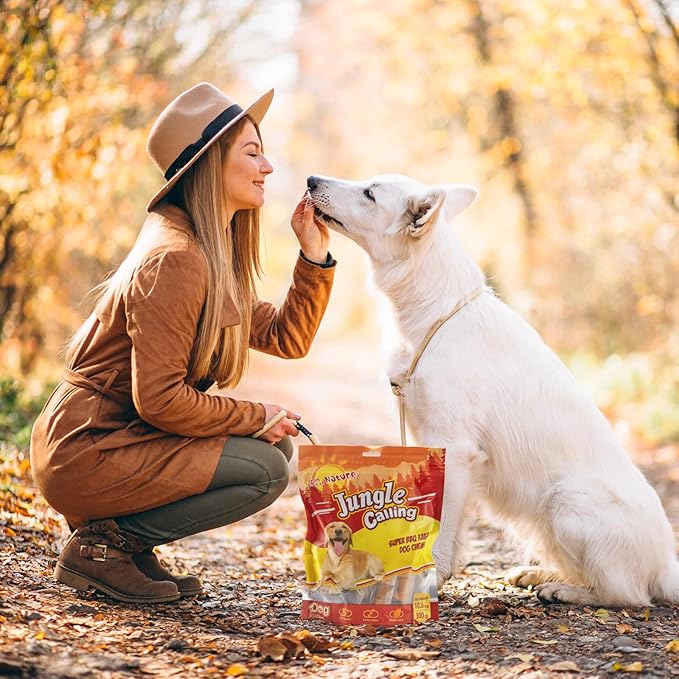 Jungle Calling Dog Treats, Multi-Flavor Kabob Dog Snacks, Edible Dog Kabobs, Made with Chicken, Duck, Beef, Sweet Potato and Pumpkin, Rawhide Sticks for Dogs