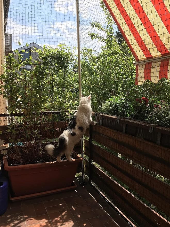 Cat Netting Balcony 10 * 33ft Pet Mesh Fence for Balcony Black Nylon Balcony Netting for Pets Anti-Fall Cat Net for Balcony and Windows