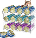 Cat Food Can Organizer, Can Organizer for Pantry, Transparent Cat Food Storage Container Holds 96 (3.5oz) Cans, Canned Food Organizer and Storage for Countertop Kitchen Cabinet (4 Tier-2 Layer)