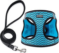 BOOMIBOO Dog Harness with Leash Set, No Pull Adjustable Reflective Step-in Puppy Pet Vest Harnesses for Small Medium Large Dogs and Cats,Blue Stripe M
