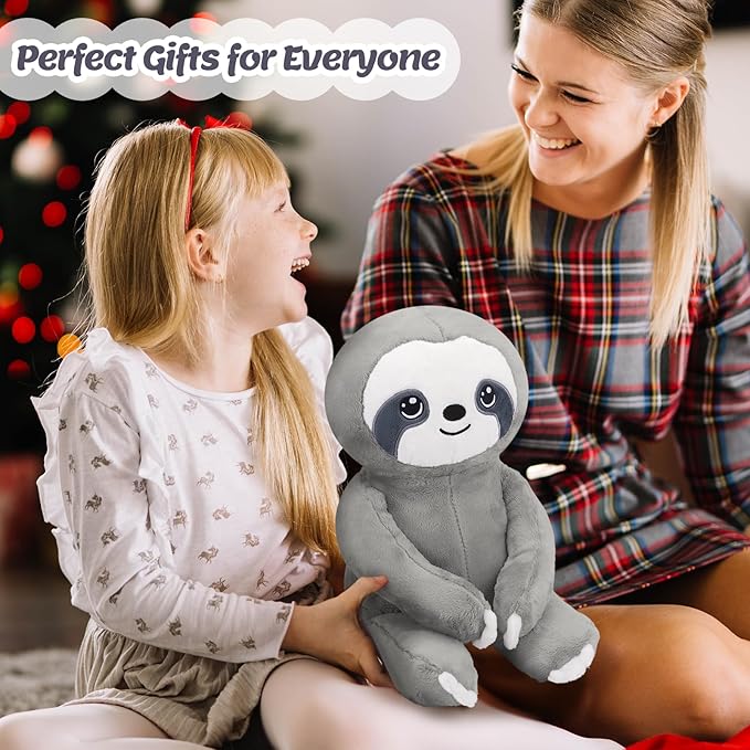 BRICHOEE Weighted Stuffed Animals, 5 lbs Sloth Plush Sensory Weighted Sloth Stuffed Animals, Cute Plush Toy Caliming Plushie Pillow Birthday Gifts for Adults Baby Kids Boys Girls