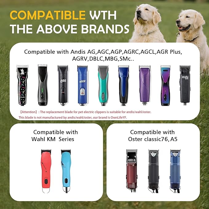 50# 0.2mm 1/125” Blade, Pet Grooming Clipper Replacement Blades, Detachable Blade Compatible with andis/wahl/Oster Dog Clippers (S50)