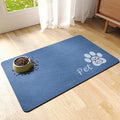 Dog Cat Feeding Mat-Absorbent Pet Bowl Mat for Food and Water, Quick Dry Water Dispenser Mat for Floors with Waterproof Rubber Backing, Large Dogs Placemat Mats for Messy Drinkers,17"x27",Blue