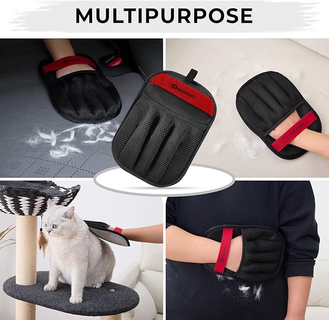 Pet Hair Removal Gloves - Electrostatic Pet Hair Gloves, Pet-Hair Remover Tool, Upgraded Pet-Hair Removal-Gloves for Cats & Dogs, Reusable 5-Finger Pets Hair-Remover-Gloves for Carpet Clothing Laundry