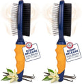 Arm & Hammer Deodorizing Pin & Bristle Dog Grooming Brush with Fragrance Transfer Technology – Scented 2-in-1 Dog Brush for Detangling & Shedding, Pet Brushes for Dogs, Sweet Lily & Vanilla - 2 Pack