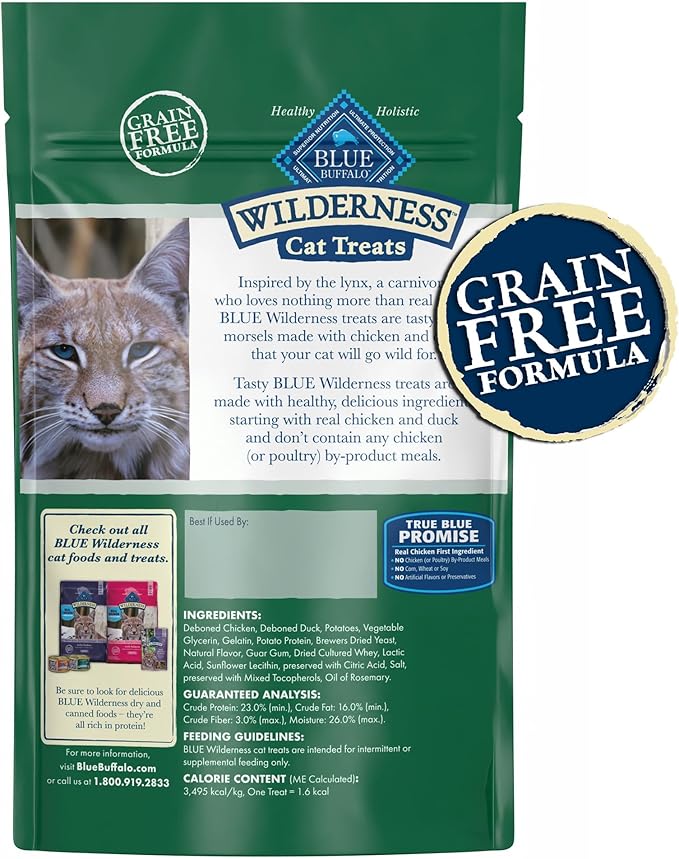 Blue Buffalo Wilderness Soft Cat Treats, Made with Natural Ingredients, Chicken & Duck Recipe, 2-oz. Bag