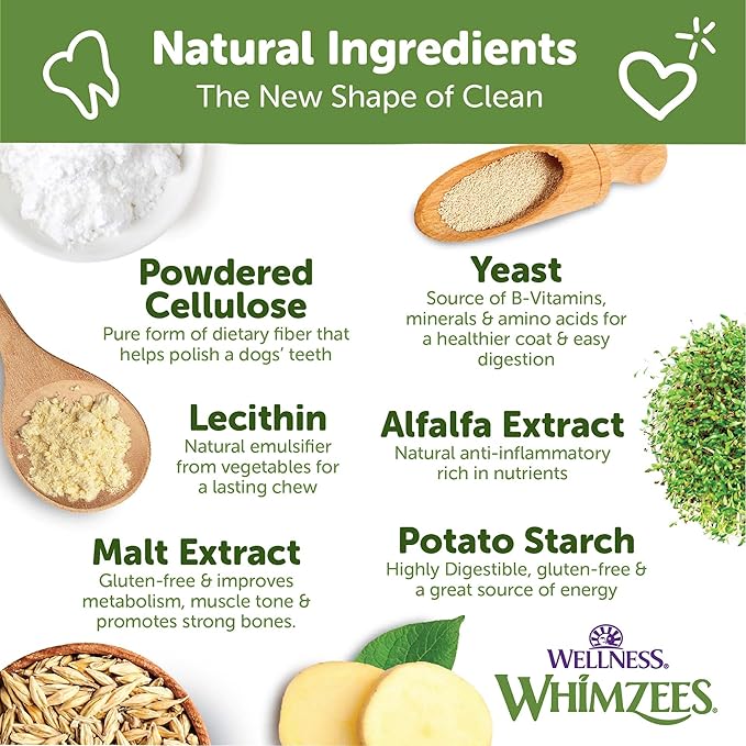 Whimzees Wellness Daily Brushzees Dog Dental Treats, Natural Chews, Medium Size Stick, (7 Count) (Pack of 2)