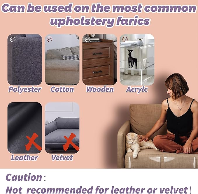 Anti-Cat Scratch Furniture Protector-18-Pack –Single-Sided, Heavy-Duty Self-Adhesive Tape, No-Residue for Couch, Doors & Walls - with 76 Twist Pins