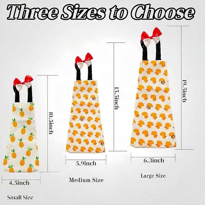 2 Pack Chicken Diapers for Hens, Roosters, Diapers for Ducks, Ducklings, Reusable Pet Diaper with Bow Ties Waterproof Poultry Nappies for Geese Pet Ducks,Pineapple&Yellow Duck,M