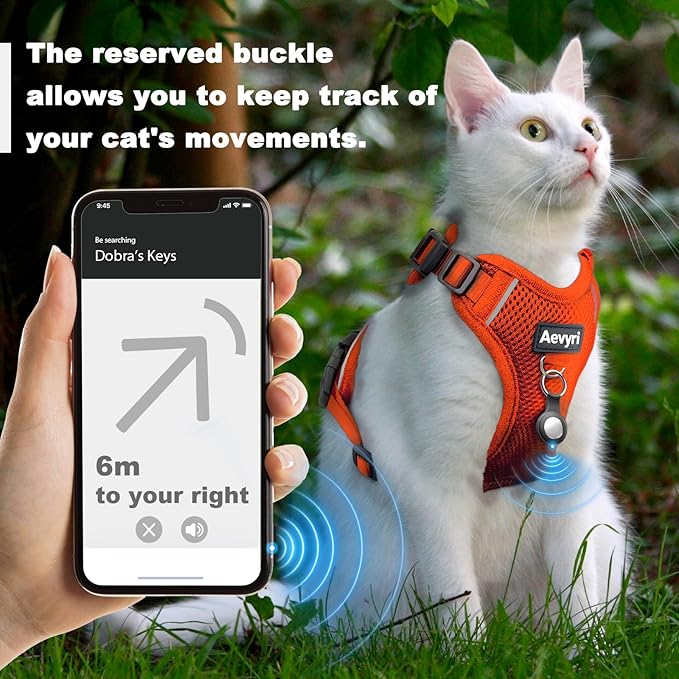 Cat Harness and Leash for Walking, 3 in 1 Adjustable Breathable Soft, Easy to Control Reflective Cat Harness Escape Proof, Cat Products, Orange, XS