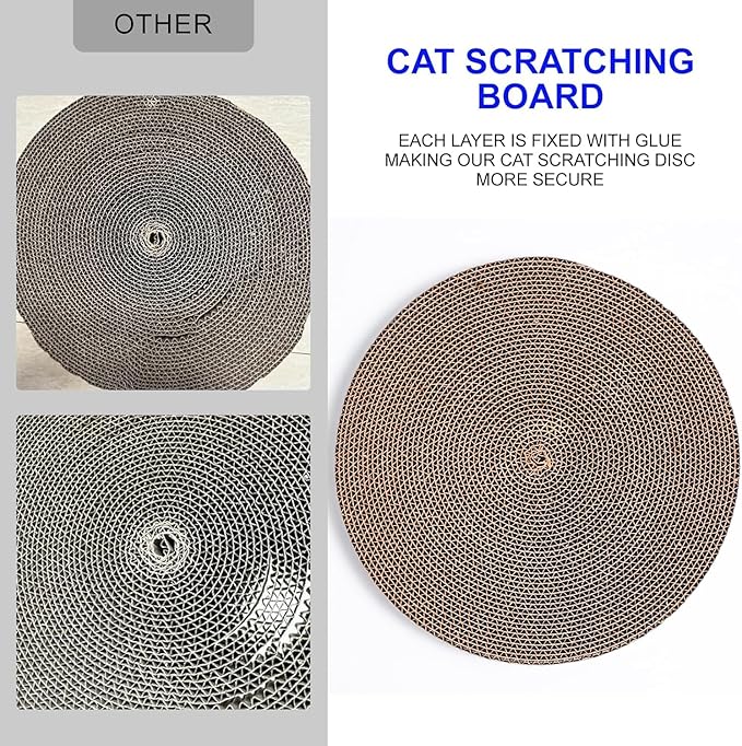 Round Cat Scratcher Pad 10 inch Diameter 3/5 inch Thickness Scratch Replacement Refill Scratching Board Cat scratchers for Indoor Cats (4 Pc)