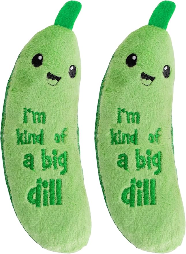 Catstages Crunchy Pickle Kicker Cat Toy – Plush Crinkle Toy with Catnip and Dental Mesh, 6.5" (Pack of 2)