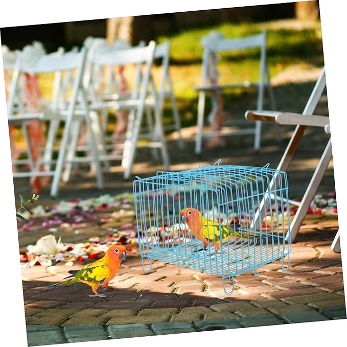 Toyvian Travel Parrot Cage Portable Metal Bird Carrier for Parakeets and Cockatiels Breathable Wire Structure for Enhanced Airflow for Outdoor Use